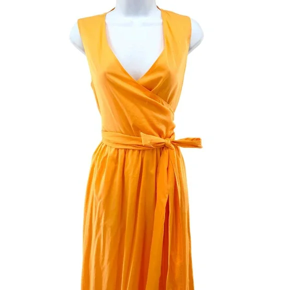 Banana Republic Voile Cotton Wrap Waist Maxi Dress sz 2 Apricot Garden Feminine - Picture 2 of 8